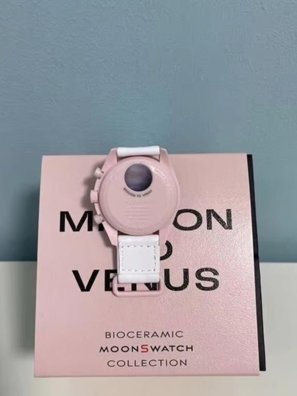 Swatch Pink and White Speedmaster Style Chronograph Watch - Picture 3 of 4